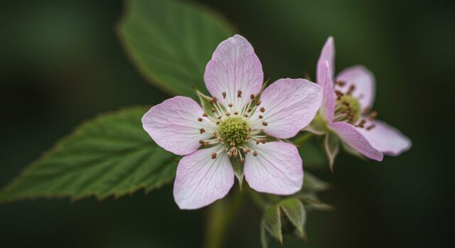 5枚の花びらを持つラズベリーの花