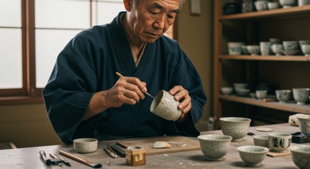 عملية Kintsugi：漆を使う本格的な手法