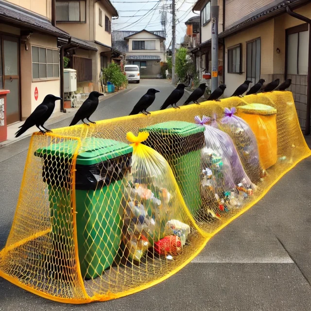 5. カラス専用ゴミ防止ネット - 日本の環境愛が生んだカラフル対策