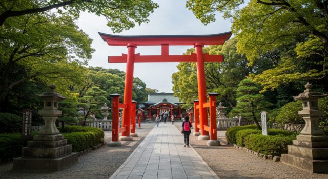 鳥居をくぐる