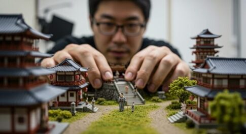 "어、이것은 화장실 시트입니까? "타나카 타츠야 (Tanaka Tatsuya)가 만든 미니어처 세계는 무엇입니까?