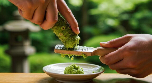 🌿 本わさびを自分ですりおろして食べる体験ができる！