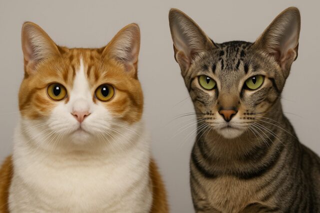 1. 外見の違い:丸顔の日本猫、シャープな海外猫