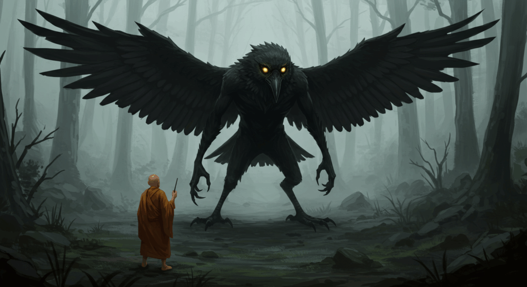 『今昔物語』:人を惑わす“カラス天狗”が登場