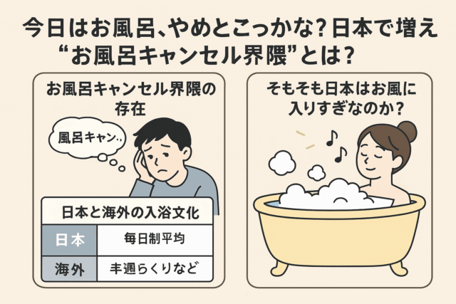 「今日はお風呂、やめとこっかな？」日本で増えてる“お風呂キャンセル界隈”とは？外国との文化比較もまるっと解説！