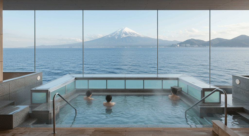 ♨️ 展望大浴場でリラックス！移動中に温泉気分