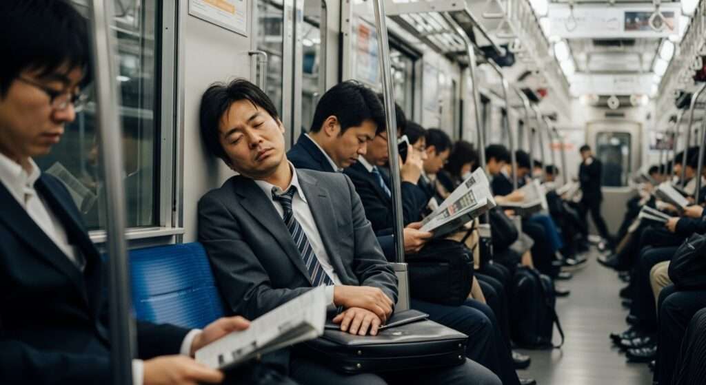 4. 電車内で寝る、でもそれが「必ず安全」だと信じている日本人🛏️🚆