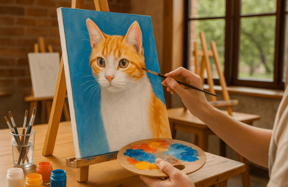🎨ぴゆんの体験談：「もちちゃん」がキャンバスの中で笑ってた